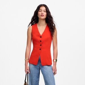 Madewell Cutaway Long Vest | Bright Flame